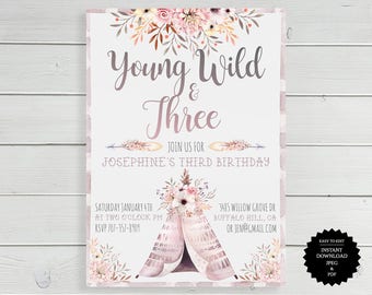 3rd birthday invite etsy