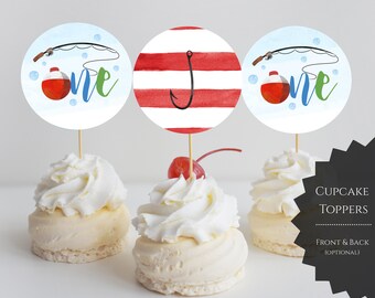 Angeln erster Geburtstag Cupcake Toppers, Angeln Geburtstag Dekor, - F1STB
