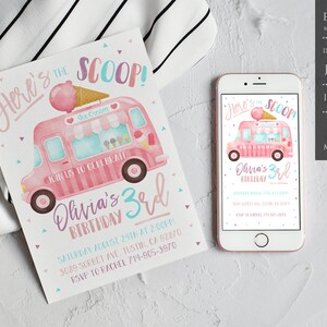 Ice Cream Truck Birthday Invitation, Ice Cream Invitation, Ice Cream Party, Ice Cream Birthday Invitation, Instant Download