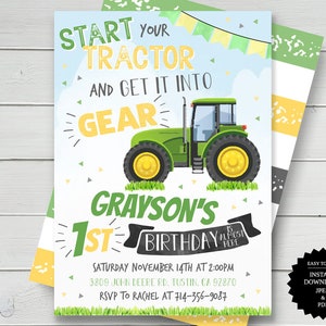 Tractor Invitation Tractor Birthday Tractor Party Farm Invitation Farm Birthday Farm Party Tractor Invite Tractor Invitation Birthday Invite