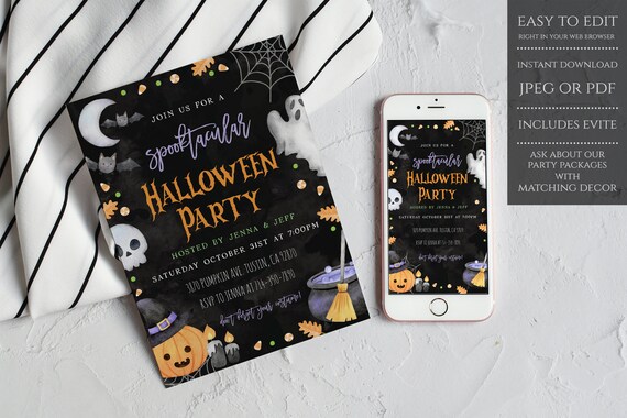 Halloween Party Invitation, Halloween Party, Spooky Halloween Invites, Skull Halloween Invitations, Adult Halloween Party Invitation