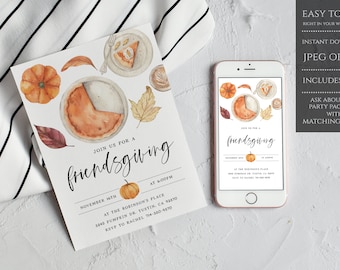 Friendsgiving Invitation Template, Thanksgiving Dinner Invitation, Friendsgiving Dinner Invitation, Friendsgiving Party
