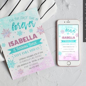Frozen Birthday Invitation, Snowflake Birthday Invitation, INSTANT DOWNLOAD - FBPI