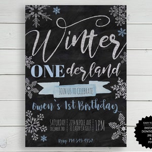 Winter Onederland, First Birthday, Birthday Invitation, Winter Wonderland Invitation, Onederland, Onederland Invite, 1st Birthday
