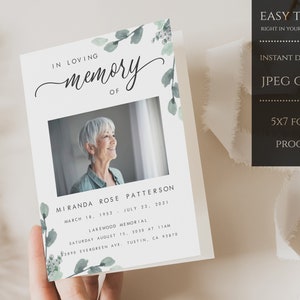 Funeral Program Template, Celebration of Life Program, Funeral Brochure Obituary Program
