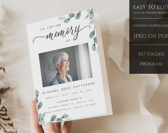 Funeral Program Template, Celebration of Life Program, Funeral Brochure Obituary Program
