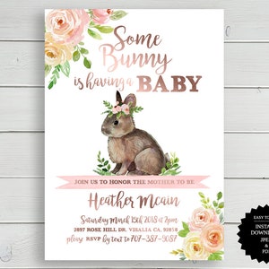 Bunny Baby Shower, Some Bunny Baby Shower, Bunny Invitation, Baby Shower Invite, Invitation, Bunny, Spring Baby Shower, Printable Invitation