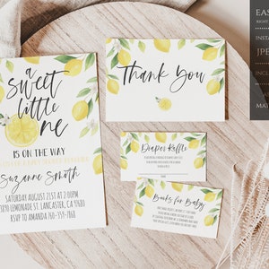 Sweet Little One Lemon Baby Shower Invitation, Lemon Baby Shower Invitation, Lemon Themed Shower, Instant Download, Printable - LBSI