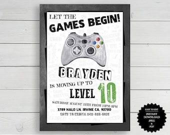 Video Game Birthday, Video Game Party, Video Game Gamer Birthday, Video Game Invite, Birthday Party, Gaming Party, Gamer Party