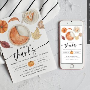 Thanksgiving Invitation, Lets Give Thanks Invitation, Pumpkin Invitation