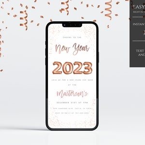New Years Eve Party Evite, New Years Eve Electronic Invite, New Years Eve Digital Invitation, INSTANT DOWNLOAD