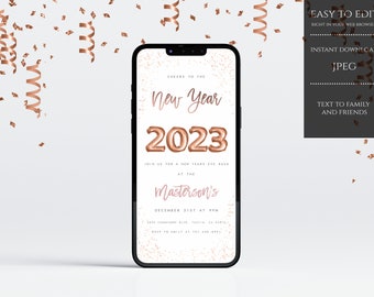 New Years Eve Party Evite, New Years Eve Electronic Invite, New Years Eve Digital Invitation, INSTANT DOWNLOAD