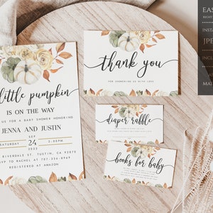 Little Pumpkin Baby Shower Invitation, A Little Pumpkin Is On The Way, Pumpkin Baby Shower Invitation, Fall Baby Shower, Editable Template
