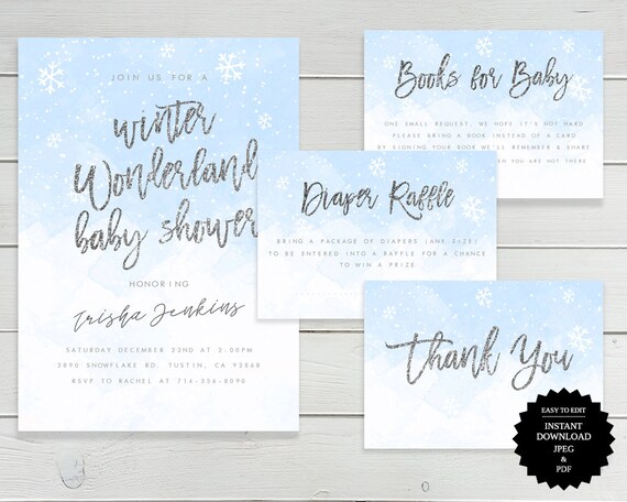 Winter Wonderland Winter Baby Shower Baby Shower Invitation