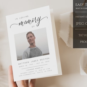 Funeral Program Template, Celebration of Life Program, Funeral Brochure Obituary Program