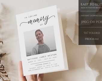 Funeral Program Template, Celebration of Life Program, Funeral Brochure Obituary Program