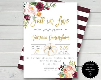 Fall Bridal Shower Shower Invitation Bridal Shower Bridal Shower Invite Printable Invitation Fall Invitation Floral Bridal Shower Invitation