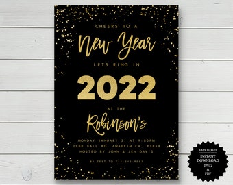 New Years Eve, New Years Invitation, New Years Eve Party Invitation, New Years Party, New Year's Eve, New Years Eve Invite, Party Invitation