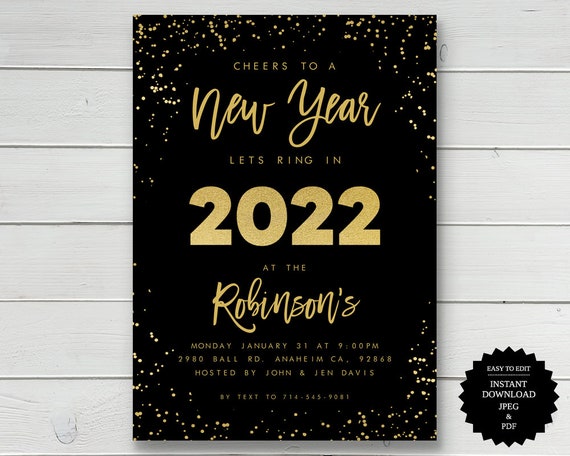 New Years Eve, New Years Invitation, New Years Eve Party Invitation, New Years Party, New Year's Eve, New Years Eve Invite, Party Invitation