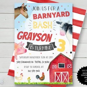 Farm Invitation Farm Birthday Birthday Invitation Instant Download Farm Animals Farm Birthday Party Barnyard Birthday Farm Birthday Invite