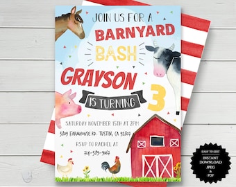 Farm Invitation Farm Birthday Birthday Invitation Instant Download Farm Animals Farm Birthday Party Barnyard Birthday Farm Birthday Invite