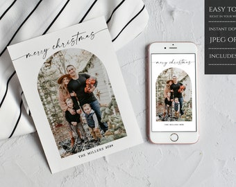 Minimalist Christmas Photo Card, Editable Christmas Photo Card, Family Christmas Photo Card, Instant Download