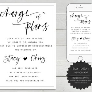 Change of Plans Wedding Cancellation Announcement, Wedding Cancellation, Postponed Wedding, Change the Date