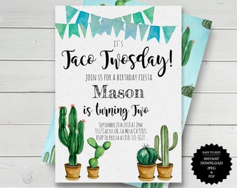 Taco Twosday Fiesta Fiesta Birthday Invitation Second Birthday Fiesta Invitation Taco Birthday Taco Tuesday Taco Twosday Invite Twosday