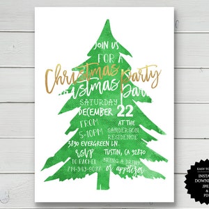 Christmas Party Invitation Template Christmas Party Invite Holiday Party Invitation Instant Download Editable Template 5x7