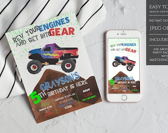 Monster Truck, Invito Monster Truck, Festa Monster Truck, Invito camion, Compleanno camion, Invito compleanno, Compleanno ragazzo, Mostro