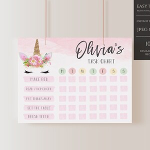 Kid&#39;s Chore Chart, Rainbow Chore Chart, Kid&#39;s Reward Chart, Responsibility Chart, Editable Chore Chart