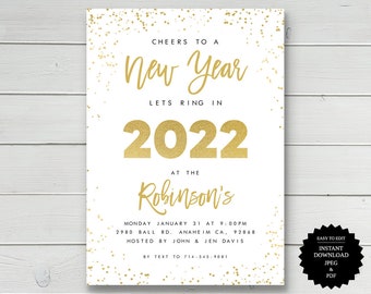 New Years Eve, New Years Invitation, New Years Eve Party Invitation, New Years Party, New Year's Eve, New Years Eve Invite, Party Invitation