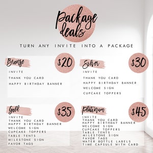 Oferta de pacote de festa - Transforme qualquer convite em um pacote