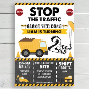 Construction Party, Construction, Construction Invite, Birthday Invitation, Dump Truck Birthday Party Invitation, Dump Truck Birthday image 2