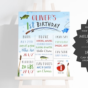 Fishing Birthday Milestone Sign, 18x24, INSTANT DOWNLOAD - F1STB