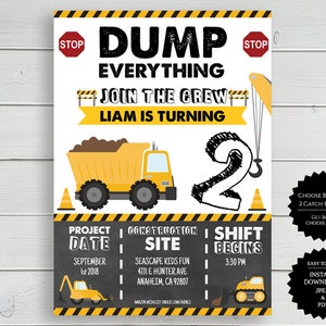 Construction Party, Construction, Construction Invite, Birthday Invitation, Dump Truck Birthday Party Invitation, Dump Truck Birthday image 1