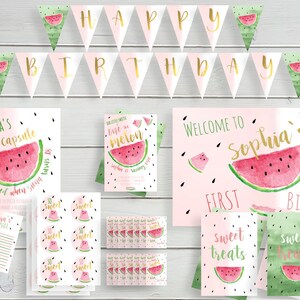 Watermelon Birthday Invitation Template, Watermelon Birthday, First Birthday Invitation, Editable Instant Download
