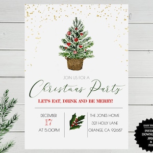 Christmas Party Invitation Template Christmas Party Invite Holiday Party Invitation Instant Download Editable Template 5x7