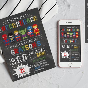 Superhelden-Geburtstags-Party-Einladung, Superhelden-Geburtstag, Superhelden-Einladung, INSTANT DOWNLOAD, druckbare Einladung - SHBI