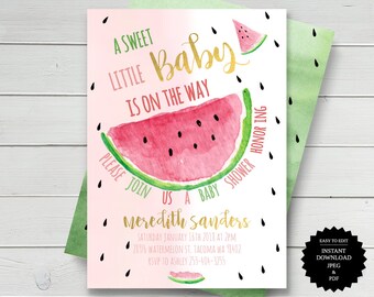 Watermelon Baby Shower Summer Baby Shower Watermelon Shower Shower Invitation Watermelon Baby Baby Shower Invite Watermelon Invite Invitatio