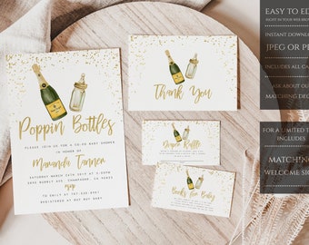 Poppin Bottles Baby Shower Invite Baby Shower Couples Shower Baby Bottle Invite Coed Baby Shower Poppin' Bottles Couples Baby Shower Boy
