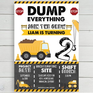 Construction Party, Construction, Construction Invite, Birthday Invitation, Dump Truck Birthday Party Invitation, Dump Truck Birthday image 4