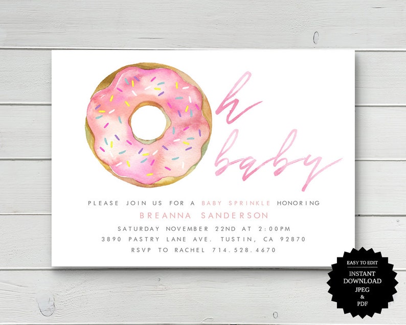 donut baby shower invitations