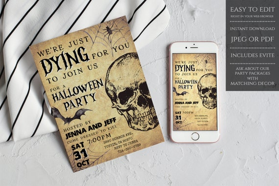 Editable Adult Halloween Invitation, Halloween Party, Spooky Halloween Invites, Skull Halloween Invitations, Vintage Halloween Invitation - Etsy Editable Adult Halloween Invitation, Halloween Party, Spooky Halloween Invites, Skull Halloween Invitations, Vintage Halloween Invitation - Etsy