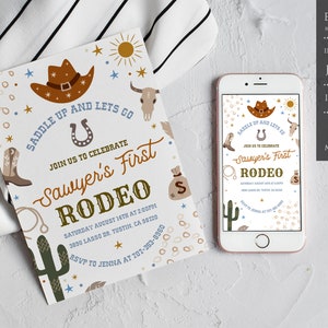 My First Rodeo Invitation, Cowboy Birthday Invite, Wild West invitation, Cowboy Rodeo Birthday Invite, Printable Template, Instant Download
