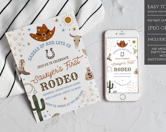My First Rodeo Invitation, Cowboy Birthday Invite, Wild West invitation, Cowboy Rodeo Birthday Invite, Printable Template, Instant Download