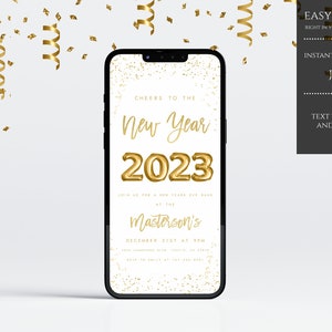 New Years Eve Party Evite, New Years Eve Electronic Invite, New Years Eve Digital Invitation, INSTANT DOWNLOAD