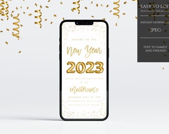 New Years Eve Party Evite, New Years Eve Electronic Invite, New Years Eve Digital Invitation, INSTANT DOWNLOAD
