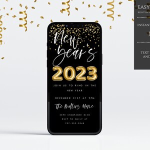 New Years Eve Party Evite, New Years Eve Electronic Invite, New Years Eve Digital Invitation, INSTANT DOWNLOAD