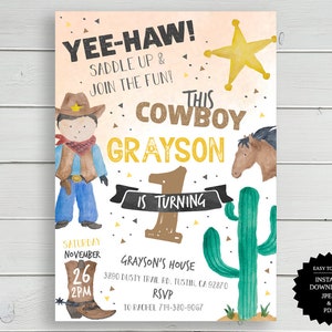 Cowboy Invitation Cowboy Birthday Cowboy Party Cowboy Invitation Birthday Invitation Western Invitation Western Birthday Printable Invite